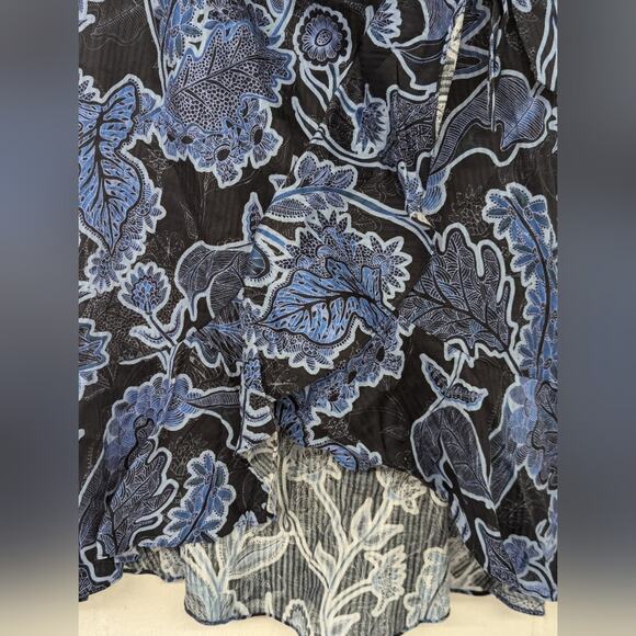 Parker Women's Knee Length, Drew Skirt marine safari sz10 ruffle flower print - Picture 3 of 7